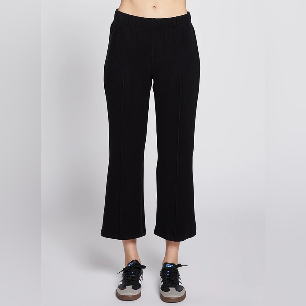 Stateside || Honeyluxe Kick Flare Pants Seamed Knit Crop Black Small
